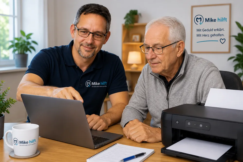 Hilfe für kleine Unternehmen in Heusenstamm – Mike richtet Computer und Drucker ein